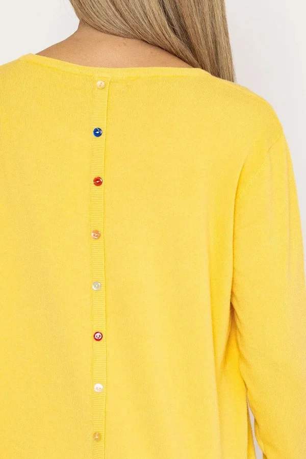 J'aime la Vie Button Detail Knit In Yellow*Women Jumpers & Cardigans