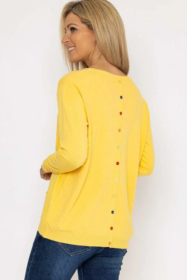 J'aime la Vie Button Detail Knit In Yellow*Women Jumpers & Cardigans