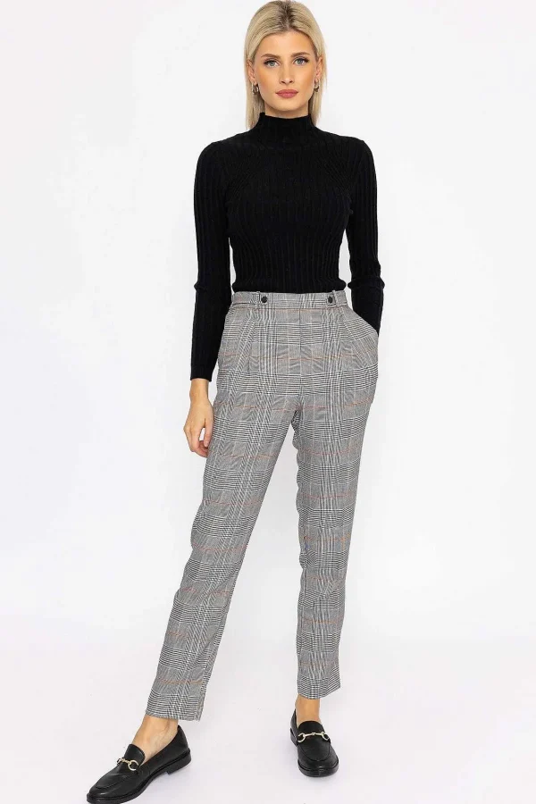 Rowen Avenue Button Detail Tailored Pant In Check Print*Women Jeans & Trousers