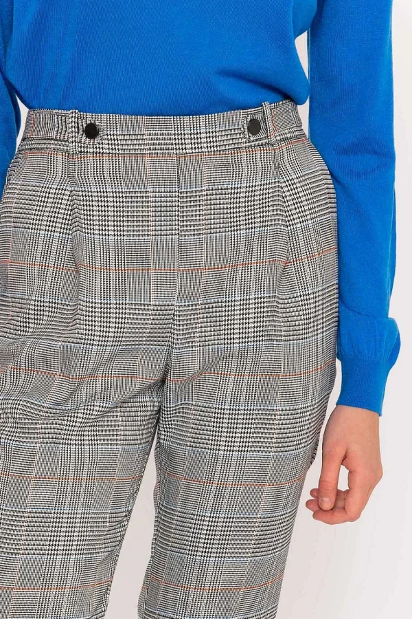 Rowen Avenue Button Detail Tailored Pant In Check Print*Women Jeans & Trousers