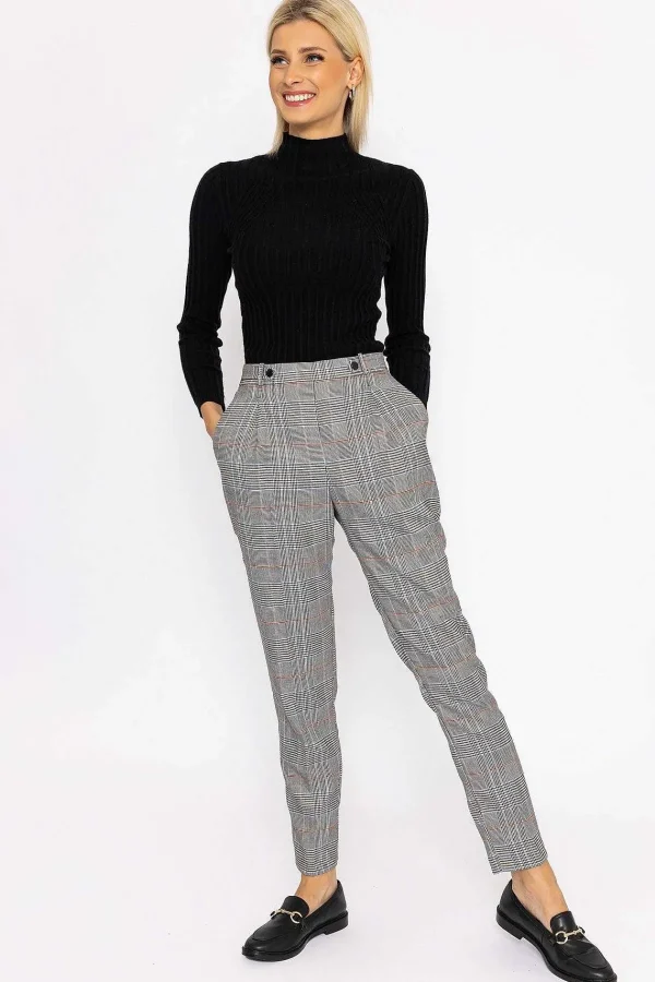 Rowen Avenue Button Detail Tailored Pant In Check Print*Women Jeans & Trousers
