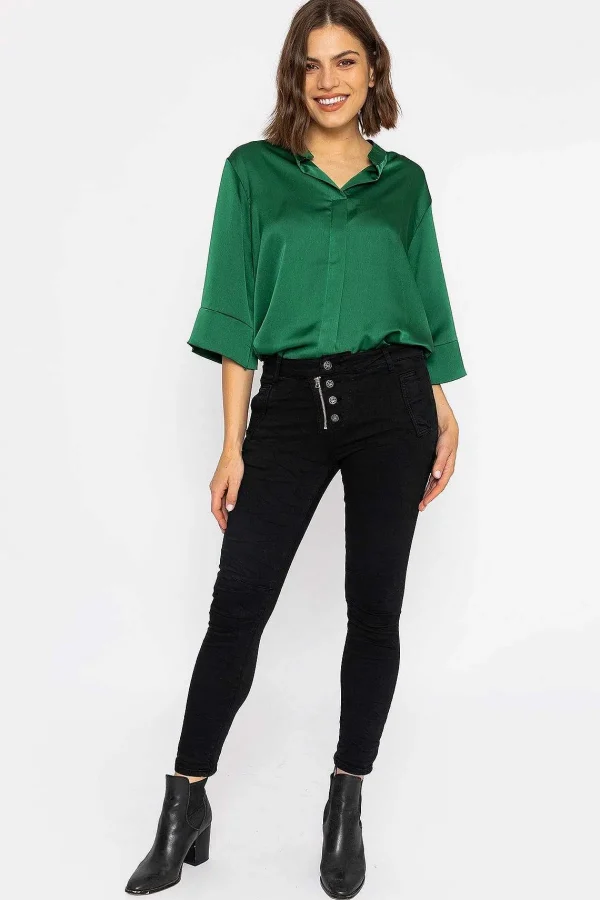 J'aime la Vie Button Front Jeans In Black*Women Jeans & Trousers