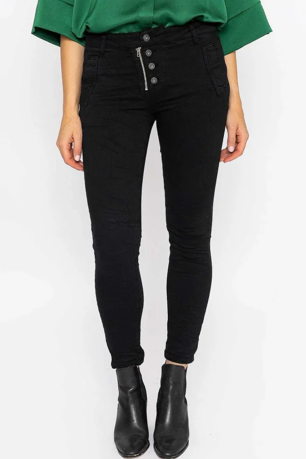 J'aime la Vie Button Front Jeans In Black*Women Jeans & Trousers