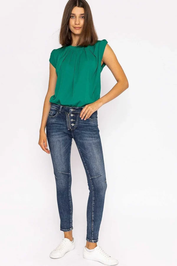 J'aime la Vie Button Front Jeans In Dark Denim*Women Jeans & Trousers