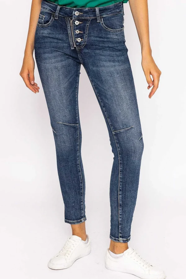 J'aime la Vie Button Front Jeans In Dark Denim*Women Jeans & Trousers