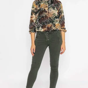 J'aime la Vie Button Front Jeans In Khaki*Women Jeans & Trousers