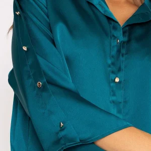 Pala D'oro Button Sleeve Blouse In Teal*Women Tops & Blouses
