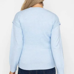 Kelly & Grace Weekend Button Sleeve Knit In Blue*Women Jumpers & Cardigans