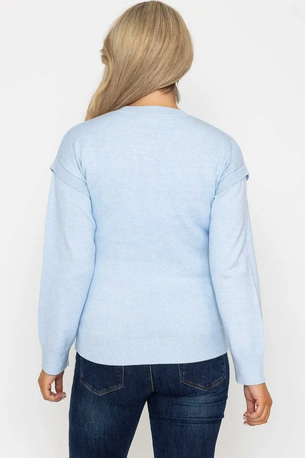 Kelly & Grace Weekend Button Sleeve Knit In Blue*Women Jumpers & Cardigans