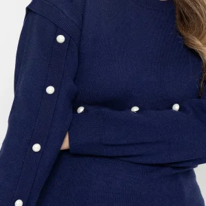 Kelly & Grace Weekend Button Sleeve Knit In Navy*Women Jumpers & Cardigans