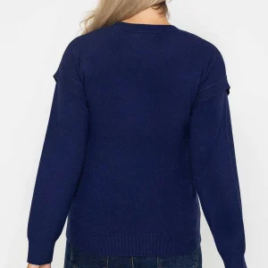 Kelly & Grace Weekend Button Sleeve Knit In Navy*Women Jumpers & Cardigans