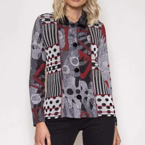 Kalisson Buttoned Faux Fur Trim Top In Black*Women Jumpers & Cardigans