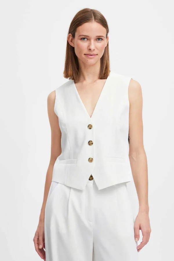 B.Young Bydeceri White Waistcoat*Women Tops & Blouses