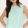 B.Young Bysilti Aqua Blue Sleeveless Top*Women Tops & Blouses