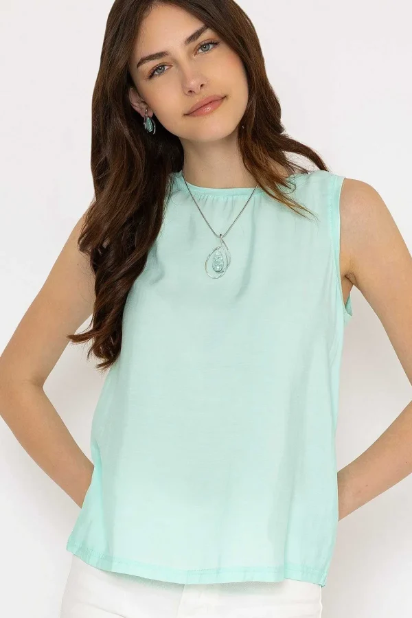 B.Young Bysilti Aqua Blue Sleeveless Top*Women Tops & Blouses