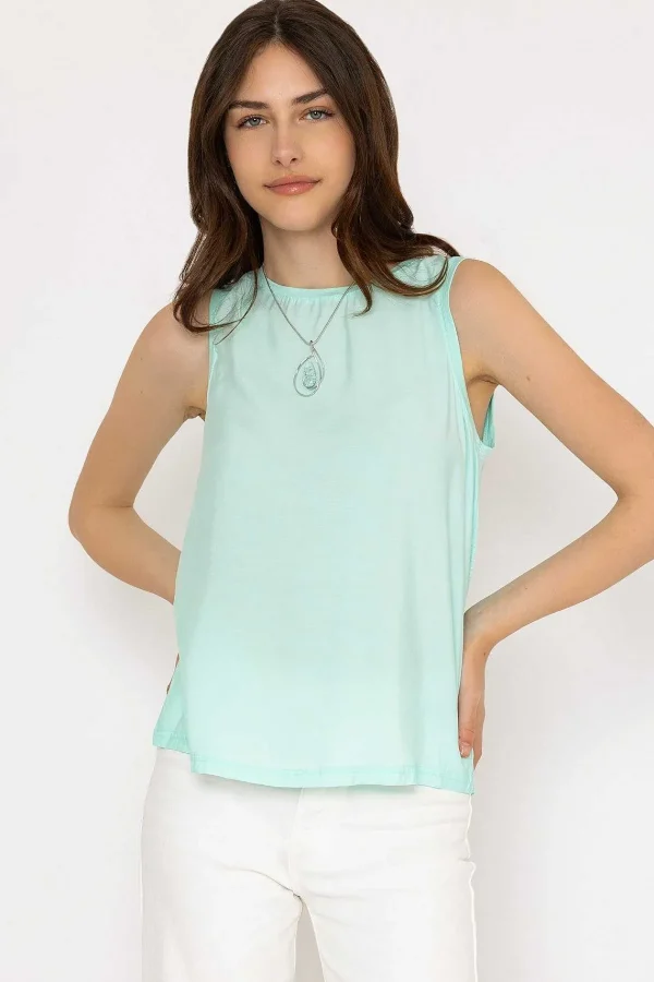 B.Young Bysilti Aqua Blue Sleeveless Top*Women Tops & Blouses