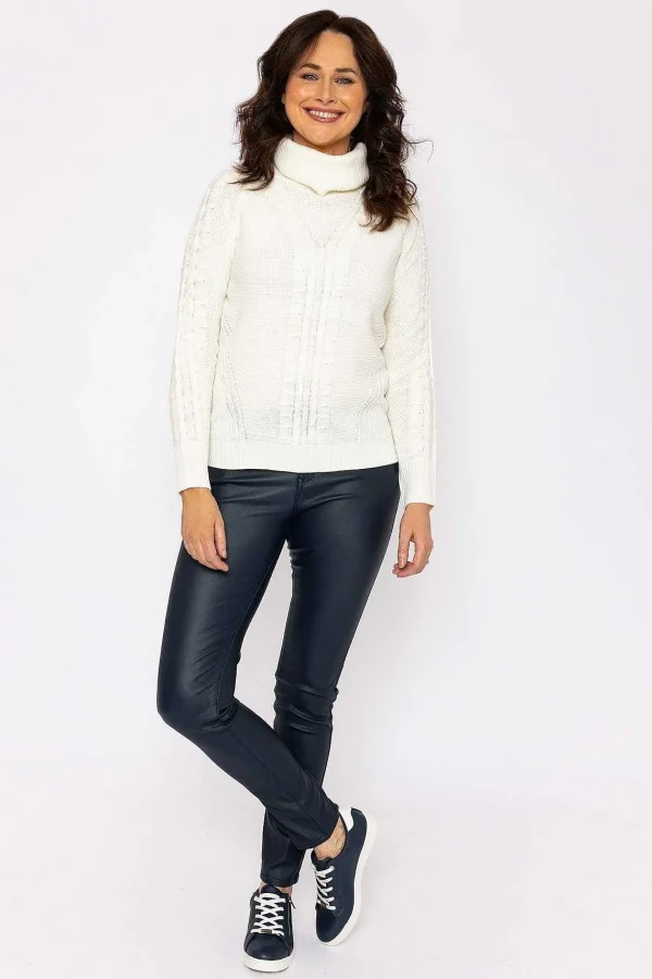 Voulez Vous Cable Knit Polo In White*Women Jumpers & Cardigans