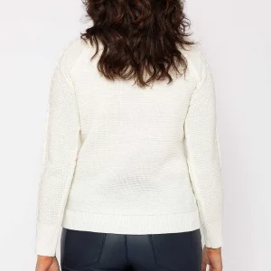 Voulez Vous Cable Knit Polo In White*Women Jumpers & Cardigans