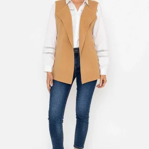 J'aime la Vie Camel Knit Waistcoat*Women Jumpers & Cardigans