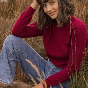 Rowen Avenue 100% Cashmere Knit In Burgundy*Women Jumpers & Cardigans
