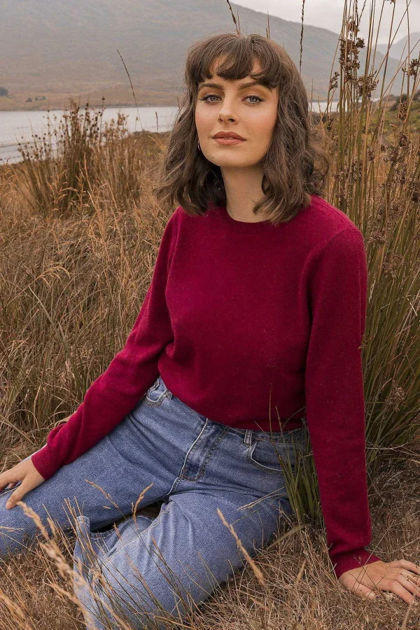Rowen Avenue 100% Cashmere Knit In Burgundy*Women Jumpers & Cardigans
