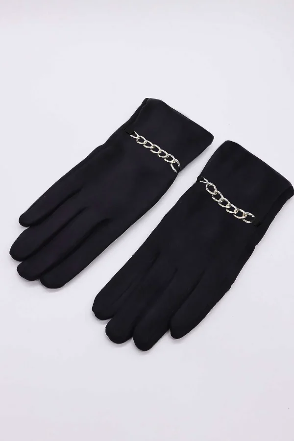 SOUL Accessories Chain Detail Glove In Black* Gloves