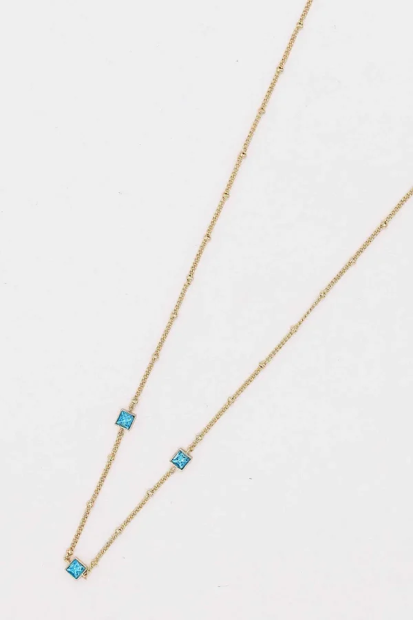 Joularie Chain With Aqua Square Detailing* Necklaces