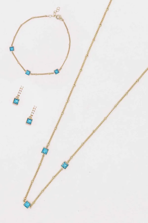 Joularie Chain With Aqua Square Detailing* Necklaces