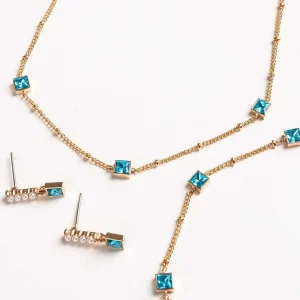 Joularie Chain With Aqua Square Detailing* Necklaces