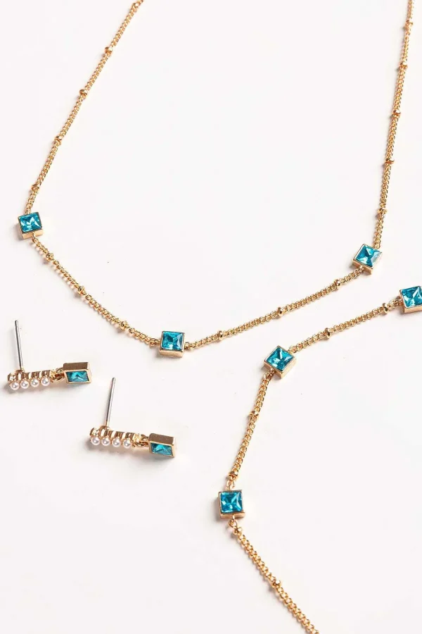 Joularie Chain With Aqua Square Detailing* Necklaces