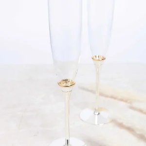 Newbridge Silverware Champagne Flutes With Gold Plated Rings* Homeware