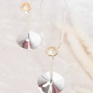 Newbridge Silverware Champagne Flutes With Gold Plated Rings* Homeware