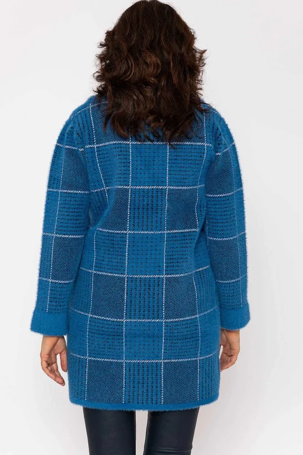 J'aime la Vie Check Buttoned Coatigan In Teal*Women Coats & Jackets