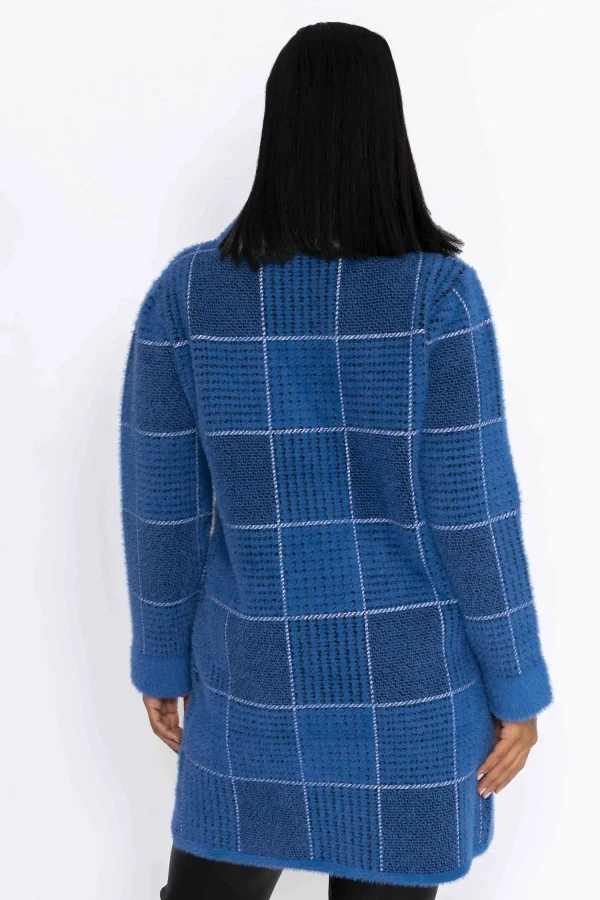 J'aime la Vie Check Buttoned Coatigan In Teal*Women Coats & Jackets
