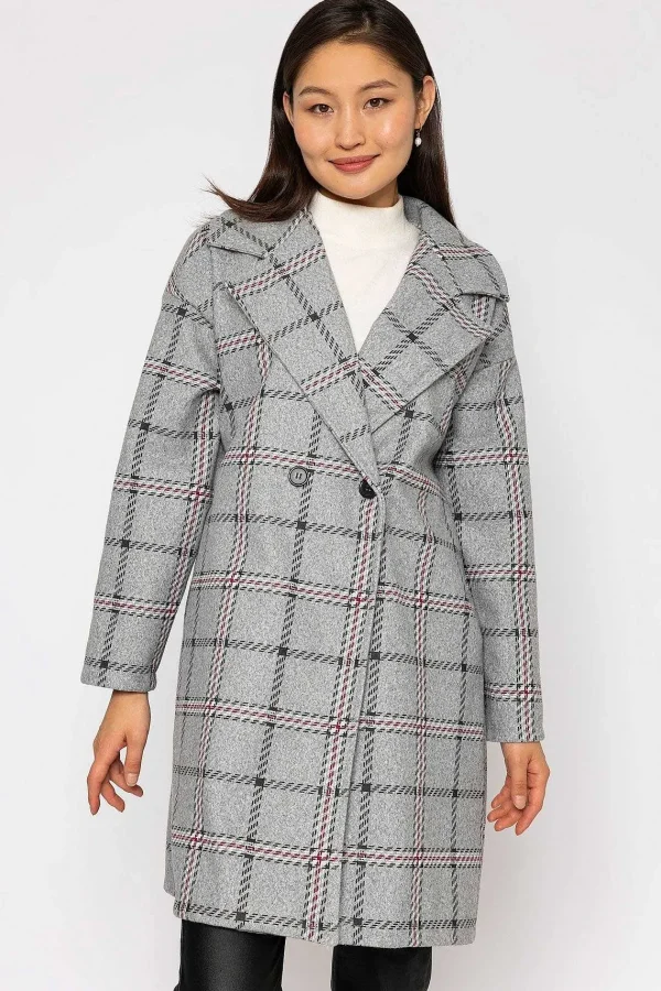 Pala D'oro Check Coat In Grey*Women Coats & Jackets