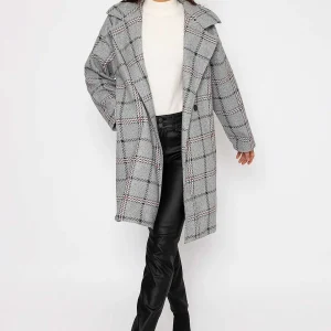 Pala D'oro Check Coat In Grey*Women Coats & Jackets