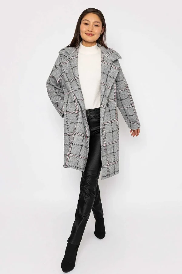 Pala D'oro Check Coat In Grey*Women Coats & Jackets