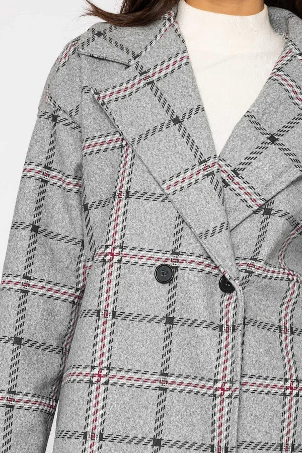 Pala D'oro Check Coat In Grey*Women Coats & Jackets
