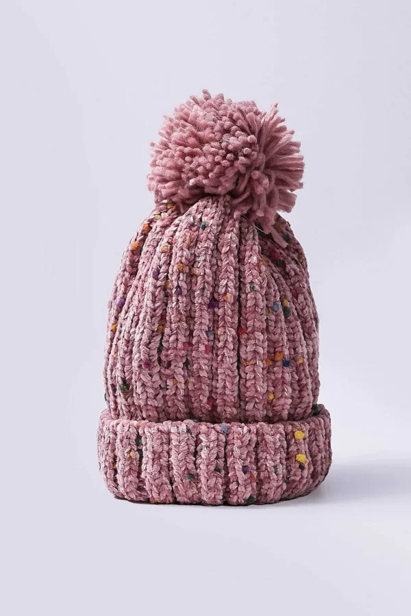 SOUL Accessories Chenille Contrast Beanie In Pink* Hats