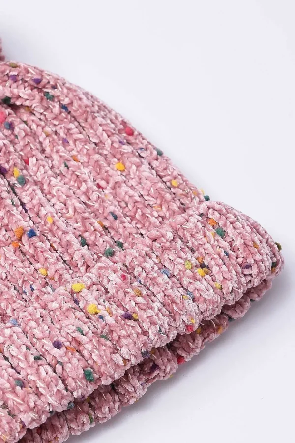 SOUL Accessories Chenille Contrast Beanie In Pink* Hats