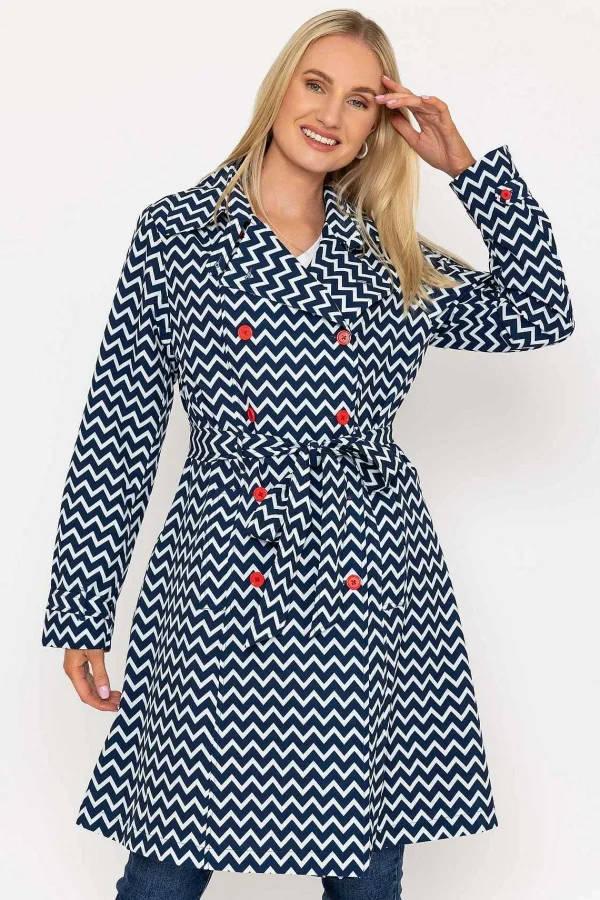West Quay Chevron Print Mac In Navy*Women Coats & Jackets