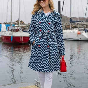 West Quay Chevron Print Mac In Navy*Women Coats & Jackets