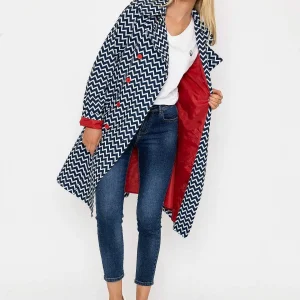 West Quay Chevron Print Mac In Navy*Women Coats & Jackets