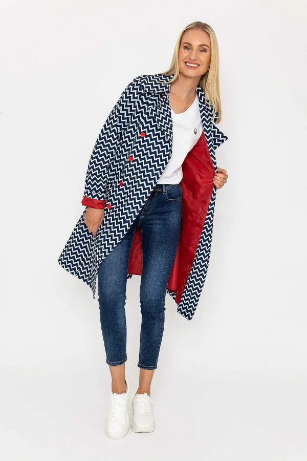 West Quay Chevron Print Mac In Navy*Women Coats & Jackets