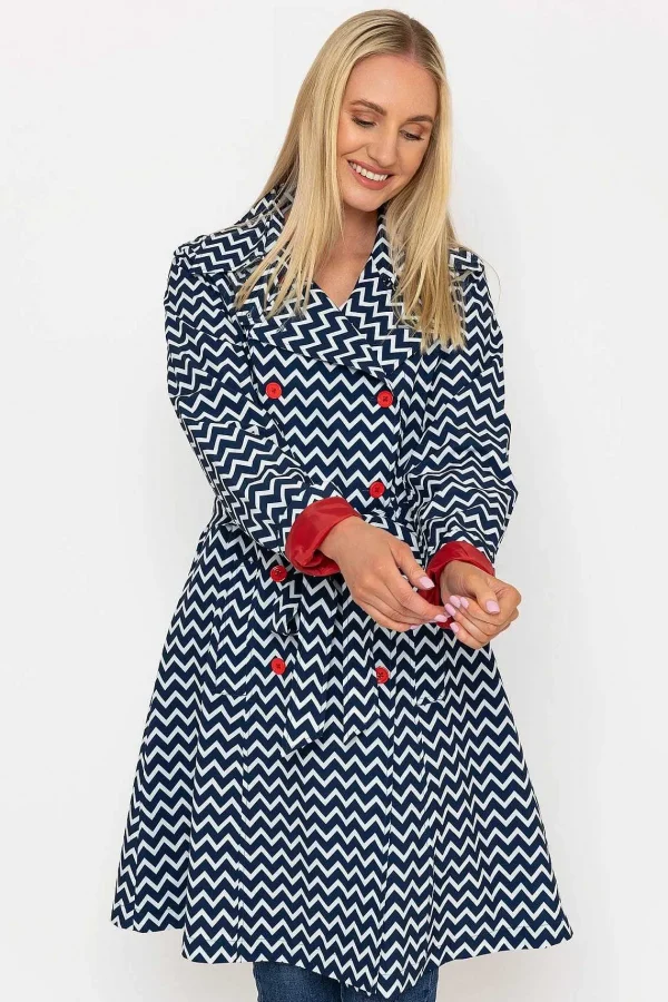 West Quay Chevron Print Mac In Navy*Women Coats & Jackets