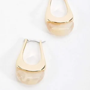 Soul Jewellery Chunky Hoop Earrings With Cream Stone* Earrings