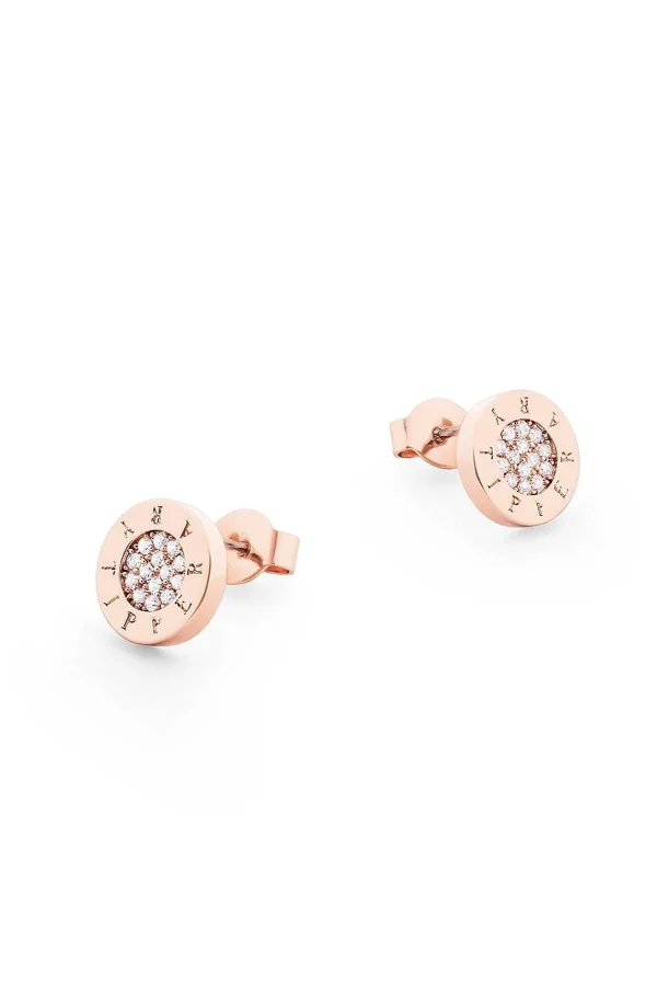 Tipperary Crystal Jewellery Circle Pave Rose Gold Stud Earrings* Boxed Gifts