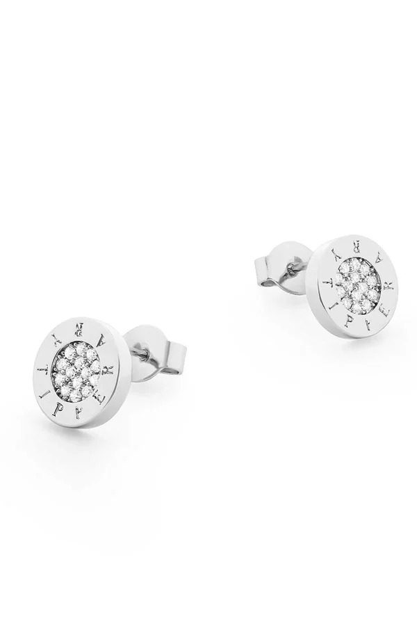 Tipperary Crystal Jewellery Circle Pave Silver Stud Earrings* Boxed Gifts