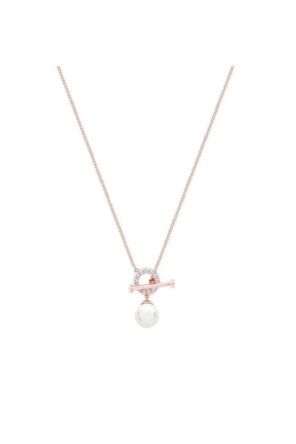 Tipperary Crystal Jewellery Circle T-Bar Necklace In Rose Gold* Boxed Gifts