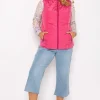 Ulla Popken Classic Fit Decorative Seam Gilet In Pink*Women Coats & Jackets